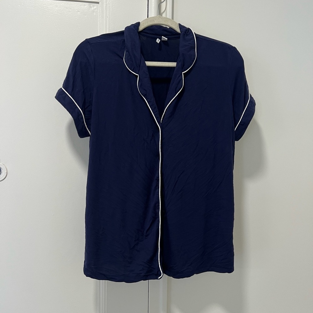 Women's Navy Blue Sleepwear Shirt pajama top Nordstrom brand women’s sz small - Picture 1 of 7